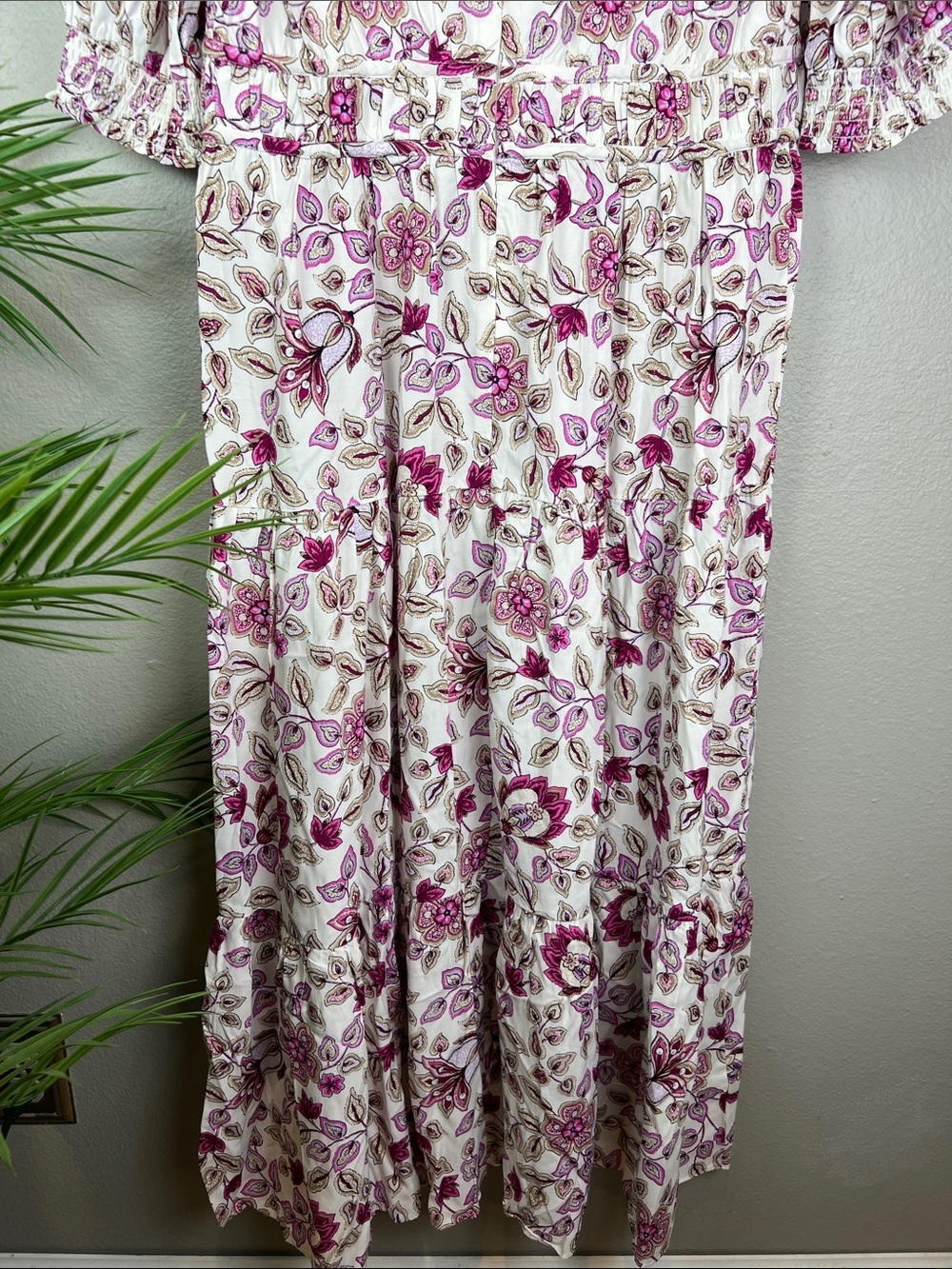 NEW Ann Taylor Floral Maxi Dress White with Magenta Pink and Brown Floral 8 - Picture 5 of 8